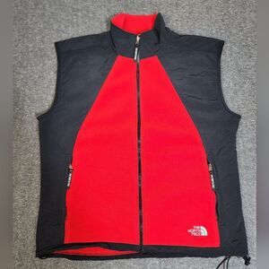 The North Face Men’s XL Red Black Full Zip Fleece Vest 89190 Nylon Shell Winter